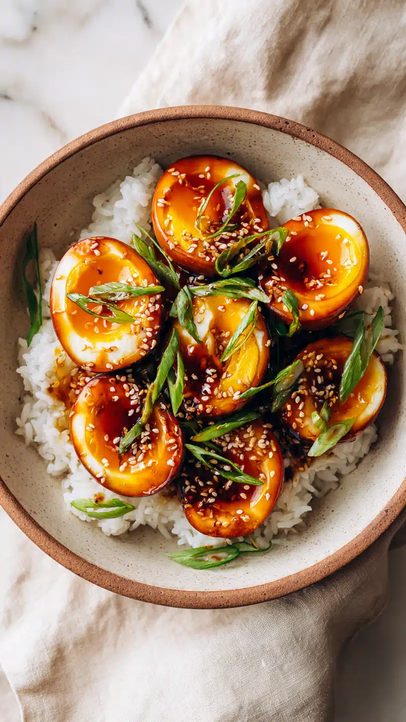 Korean Marinated Eggs with Rice