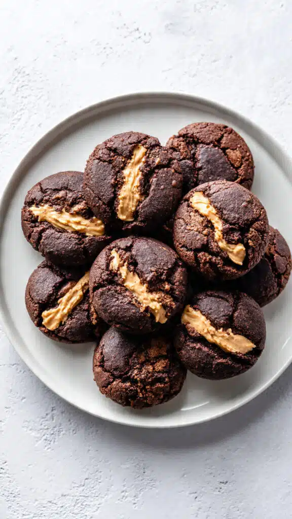 Peanut Butter Stuffed Brownie Cookies