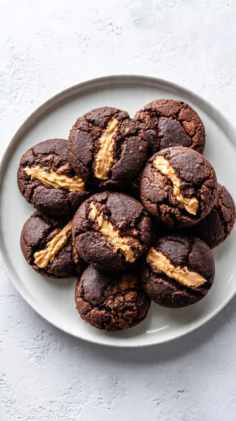 Peanut Butter Stuffed Brownie Cookies