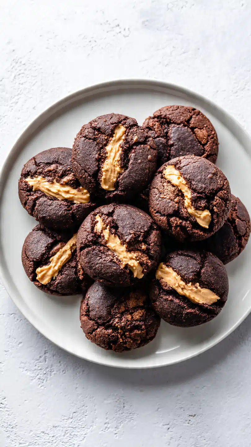 Peanut Butter Stuffed Brownie Cookies