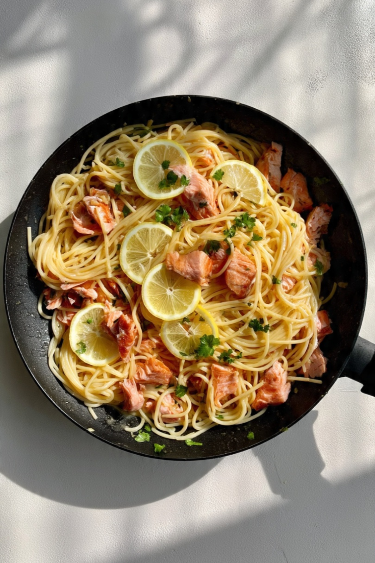Lemon Garlic Salmon Pasta