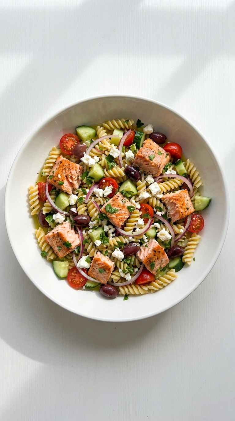 Mediterranean Salmon Pasta Salad