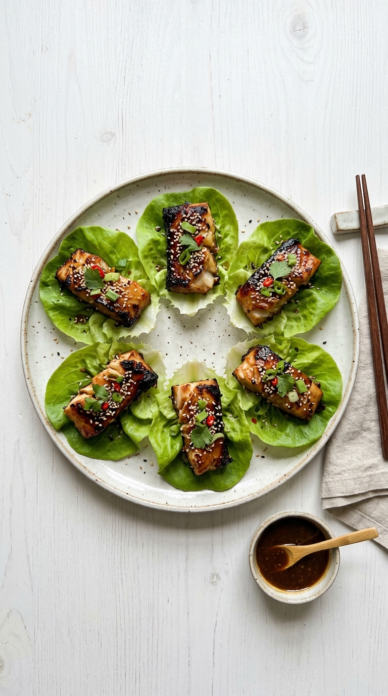 Miso Cod Lettuce Wraps