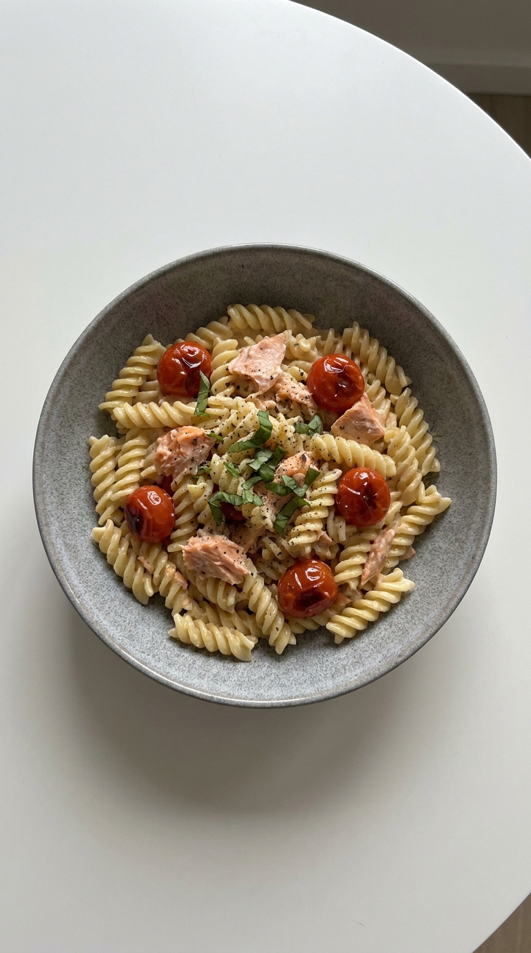 Salmon Pasta with Cherry Tomatoes